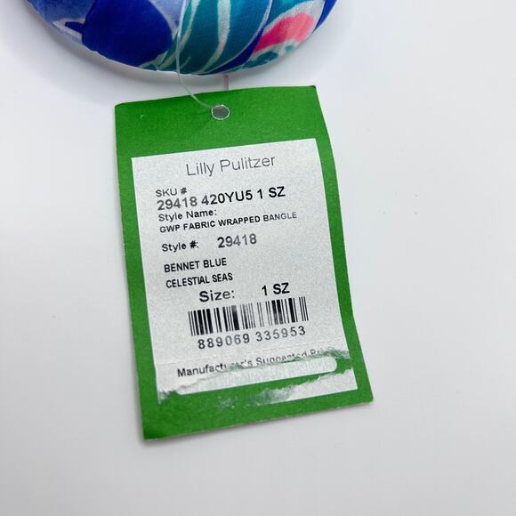 Lilly Pulitzer Chiffon Bangle Bracelet with Bow Bennet Blue Celestial Seas NWT - Picture 5 of 5